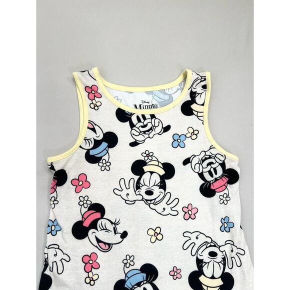 Disney Dress Girls Size Large 10/12 White Sleeveless Mickey Minnie Floral Print - Picture 3 of 9